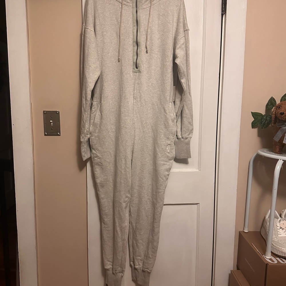 XS Free People Hatch Cozy Gray Hooded Jumpsuit